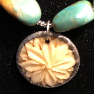 Peyote Bird Turquoise and Ivory Necklace